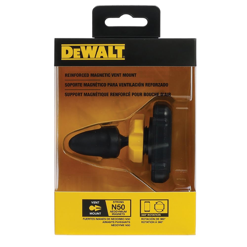 Buy now DEWALT Heavy Duty Magnetic Phone Holder for Car, Universal Air Vent Magnetic Car Phone Holder, Reinforced Automobile Mount for Mobile Devices and Mini Tablets, Incl Metal Plates for NonMagSafe Devices at indiglob india