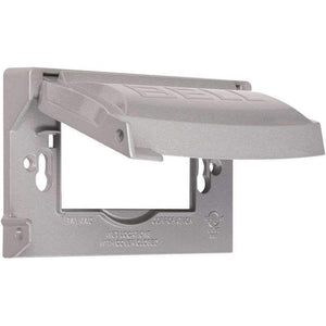 BELL MX1250S 1-Gang Flip Weatherproof Cover, Universal Metal 12-in-1 Outlet Outdoor Receptacle Protector, Vertical/Horizontal, Gray