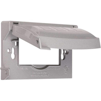 BELL MX1250S 1-Gang Flip Weatherproof Cover, Universal Metal 12-in-1 Outlet Outdoor Receptacle Protector, Vertical/Horizontal, Gray