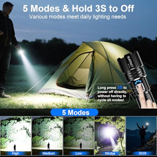 Buy now Flashlights High Lumens Rechargeable - 20000LM 30W Super Bright LED Flash Light | 5000ft Beam & 12H Long Lasting USB High Powered Handheld Police Flashlight for Home/Camping/Hiking/Emergency at indiglob india