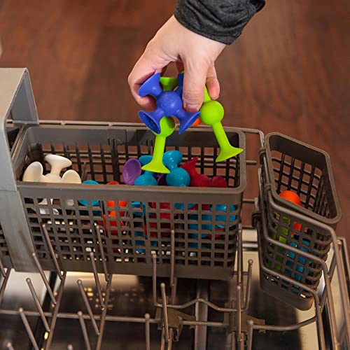 Buy now Fat Brain Toys Squigz Deluxe Set - 50-Piece Suction Construction Toys, Suction Bath Toys, Sensory Toys for Kids 3 and Up at indiglob india