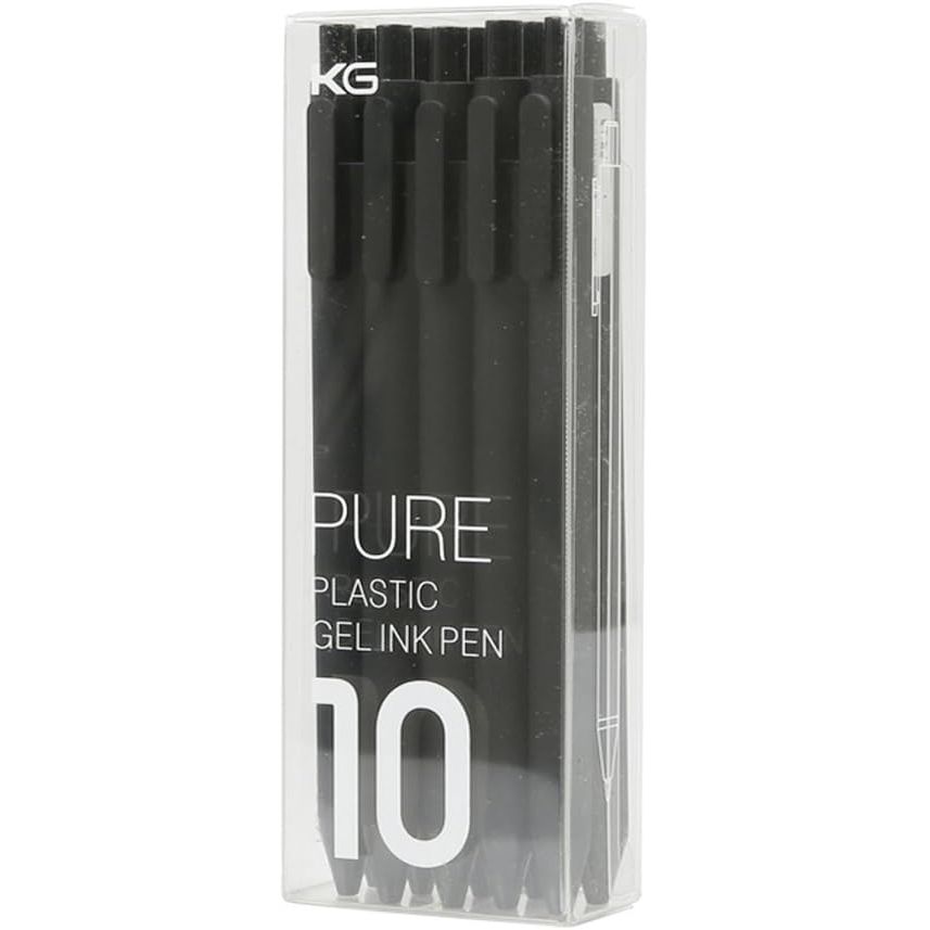 Kaco Pure Black 0.5mm Extra Fine Point Retractable Gel ink Pen,Pack of 10
