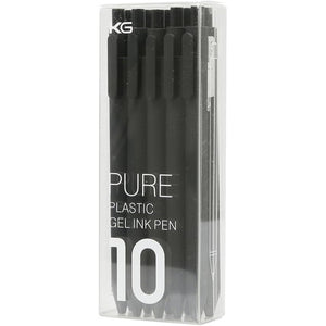 Kaco Pure Black 0.5mm Extra Fine Point Retractable Gel ink Pen,Pack of 10