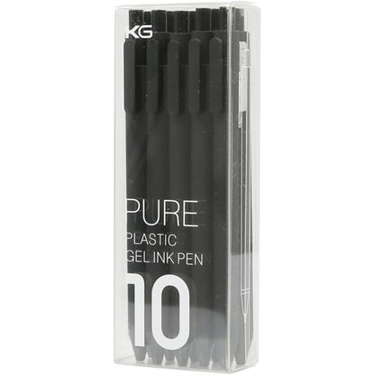 Kaco Pure Black 0.5mm Extra Fine Point Retractable Gel ink Pen,Pack of 10