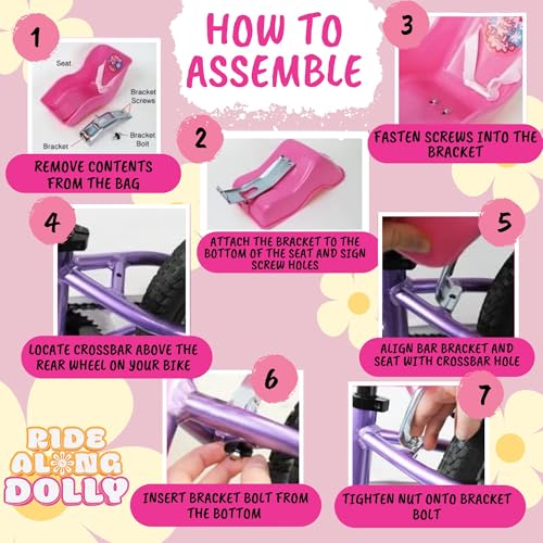 Buy now Ride Along Dolly Doll Bicycle Seat- The Original Bike Attachment for 18"-22" Dolls and Stuffed Animals- Decorate Yourself Decals Included, Fits Most Bikes, Birthday (Pink)- Christmas at indiglob india