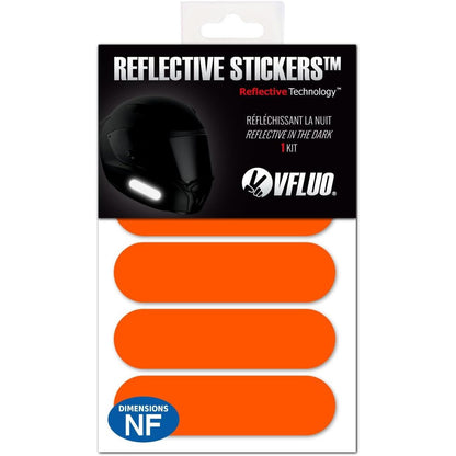 VFLUO - Kit 4 Retro Reflective Stripes Stickers for Mortorcyle Helmet - Stickers Approved to FR Dimension - High Visibility, 3M™ Technology - Discreet and design - Maximum Grip