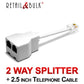Phone Jack Splitter for Landline Telephone RJ11 6P4C 2 Way Adapter (1 Splitter + 2.5 Inch Cable) Made in USA