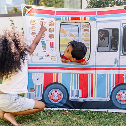 Buy now Melissa & Doug Fabric Double-Sided Food Truck Play Tent - Ice Cream and BBQ Role Play Toy Food Truck Tent, for Kids Ages 3+ at indiglob india