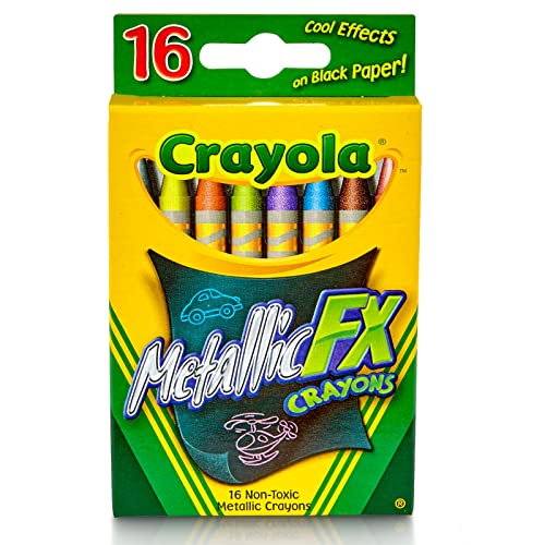 Buy now Crayola Metallic Crayons (16ct), Kids Crayons for Coloring and Drawing, Glitter, Shiny, and Unique Colors, Gift for Kids, Nontoxic, 3+ at indiglob india