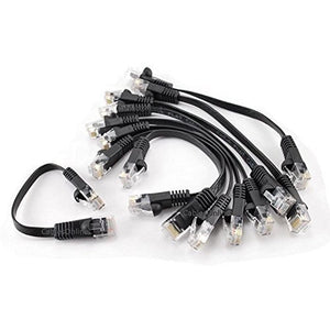 CablesOnline, 10-Pack 6-inch CAT6 Network UTP Ethernet RJ45 Flat-Design Patch Black Cable, (U6-000FK-10)