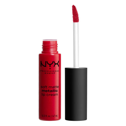 NYX PROFESSIONAL MAKEUP Soft Matte Metallic Lip Cream, Liquid Lipstick - Milan (Dark Pink-Brown)