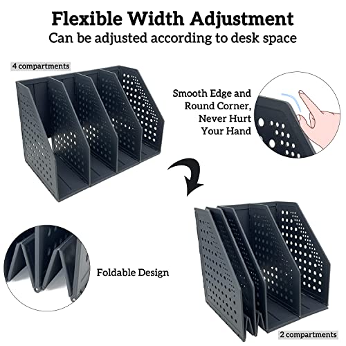 Buy now Sutekus Collapsible File Holder Desk Organizer File Folder Holder Organizer for Desk Office Home Organization, 4 Compartments (Black) at indiglob india