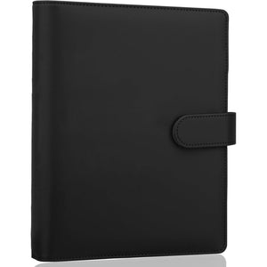 Antner A5 Binder 6 Ring Refillable Notebook Planner Cover for A5 Planner Inserts & Refill Paper, PU Leather Loose Leaf Personal Organizer Photocard Holder Budget Binder with Magnetic Buckle, Black