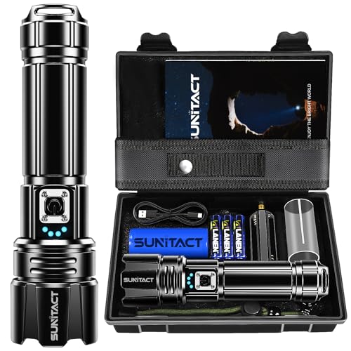 Buy now Flashlights High Lumens Rechargeable - 20000LM 30W Super Bright LED Flash Light | 5000ft Beam & 12H Long Lasting USB High Powered Handheld Police Flashlight for Home/Camping/Hiking/Emergency at indiglob india