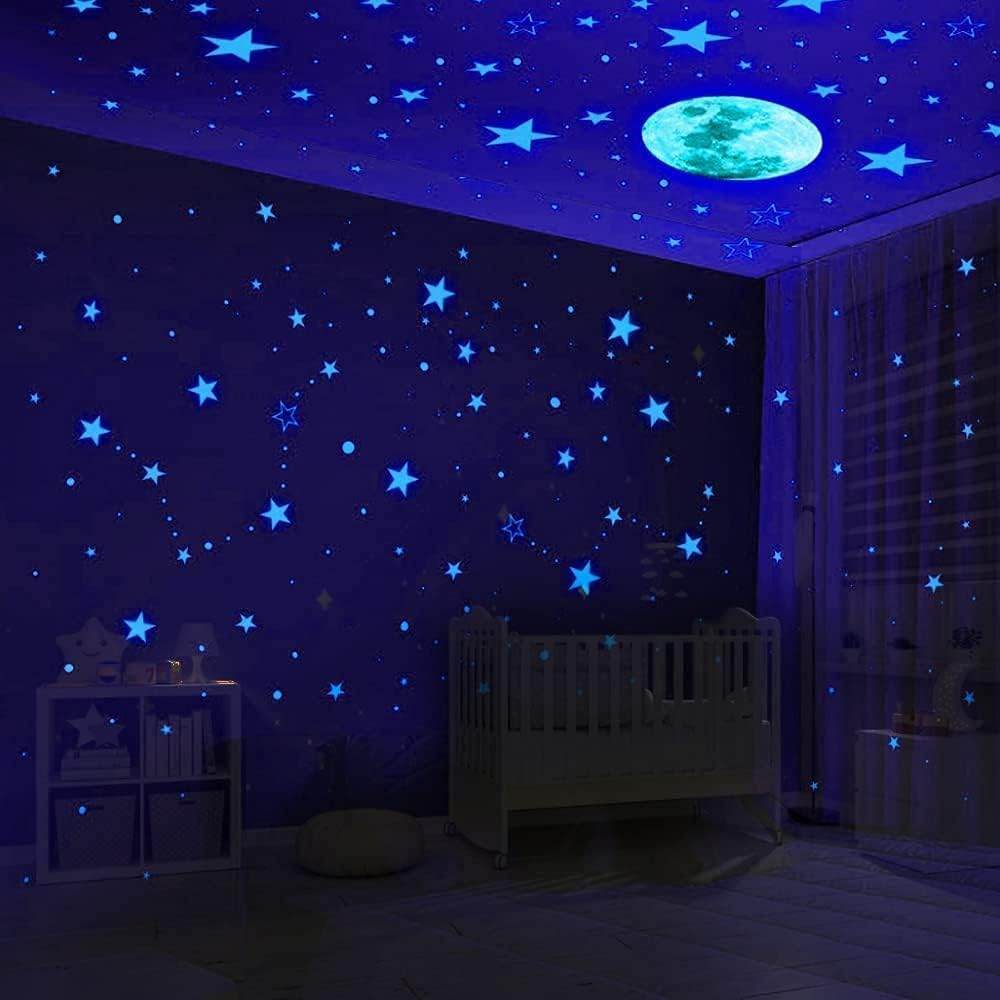 1120 Pcs Glow in The Dark Stars for Ceiling, Glowing Space and Moon Decals Universe Stickers for Kids Excellent Gifts for Boys Girls Nursery Bedroom Living Room Birthday Gift Room Decor - My Store