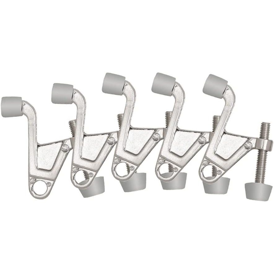 Jumbo Hinge Pin Door Stop Wall Protector with Rubber Tip, Design House Satin Nickel Adjustable Door Stoppers,181834, 5 Count (Pack of 1)