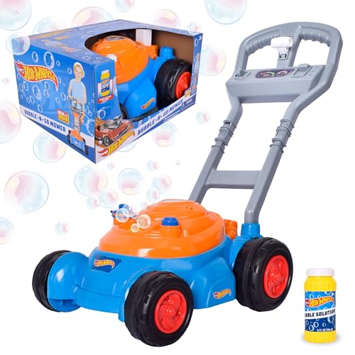 Buy now Hot Wheelsƒ?› Bubble Lawn Mower for Toddlers, Bubble Blowing Machines, Indoor/Outdoor Gardening Toy, Birthday Gift for Prechool Girls and Boys, No Batteries Required, Includes Bubble Solution, 2+ at indiglob india