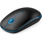 Vssoplor Wireless Mouse, 2.4G Slim Portable Computer Laptop Mouse with Nano Receiver Quiet Silent Optical Mice for Notebook, PC, Laptop, Computer-Black and Sapphire Blue
