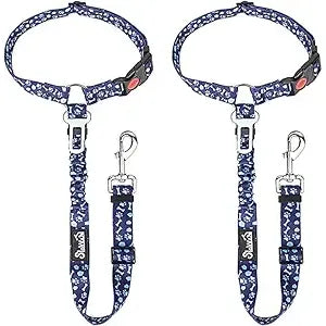 SlowTon Dog Seat Belt for Car, 2 Pack Dog Car Harness Seatbelt Adjustable with Elastic Bungee Buffer, 2 in 1 Pet Car Leash Headrest Restraint Dog Reflective Safety Tether (Black, Headrest+Clip)