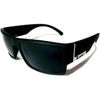 Locs Mens Flat Top Gangster Sunglasses Black Silver Frame 91026 (Black), 5.5w x 1.75h - Matte Black