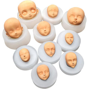 Cestony 10Pcs Human Face Silicone Molds for DIY Cake Fondant Biscuit Sugar Pudding Chocolate Hard Candies Dessert Candle Decor Chocolate Polymer Clay