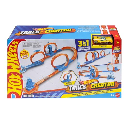 Buy now Hot Wheels Toy Car Track Set, Triple Loop Pack & 1:64 Scale Vehicle, Track-Building Components with 3 Loops, Speed Snap Tracks & Adapters at indiglob india