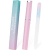 Glass Nail File in Case, Glass Fingernail File, Czech File, Double-Sided Etched Nail File for Nail Art & Nail Care, Christmas Gifts Stocking Stuffers (Pink-Blue) - Pink