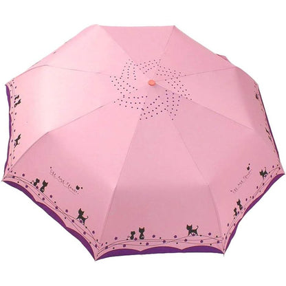umbresen Windproof Compact Travel Folding Cute Cat Umbrella,Auto Open Close Rain&Sun Lightweight Portable Umbrellas with Cover for Kids Women Men