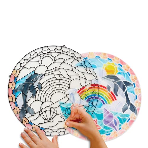 Buy now Melissa & Doug Stained Glass Made Easy Craft Kit: Dolphins - 180+ Stickers at indiglob india