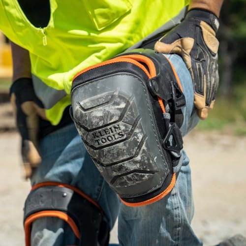 Buy now Klein Tools 60491 Hinged Knee Pads, Heavy Duty Gel Foam Protective Knee Pads with Quick-Fasten Buckle and Thigh Strap, Black at indiglob india