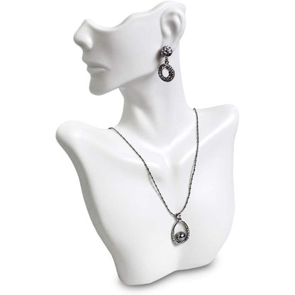 MOOCA Tabletop Small Necklace & Earring Jewelry Displays, Earring Display Stands, Necklace Stand, Mannequin Jewelry Bust, 7 W x 3 D x 9 1/2 H in, Black