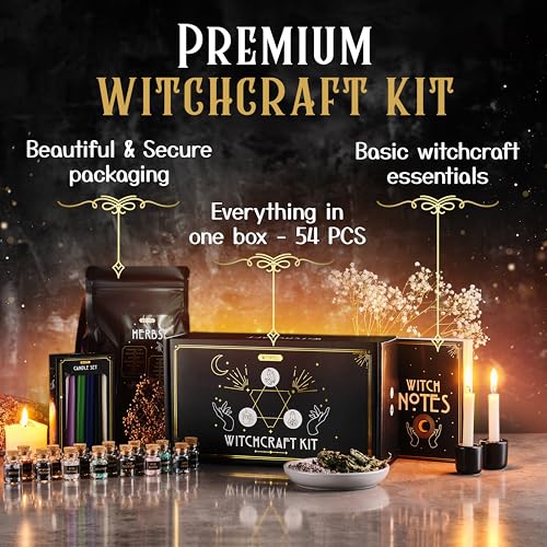 Buy now Wyspell Witchcraft Supplies Kit for Witch Altar 54PCS - Spell Candles for Witches - Crystals Spell Jars for Witches - Herbs for Spells - Beginner Witch Starter Box - Witchcraft Kit at indiglob india