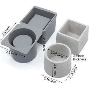 Concrete Planter Molds Silicone Planter Molds for Cement Pot, Round and Square