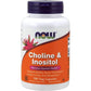 NOW Foods Supplements, Choline & Inositol 500 mg, Healthy Nerve Transmission*, Nervous System Health*, 100 Capsules
