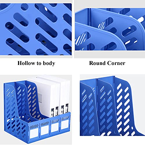 Buy now Sturdy Magazine File Book PP Holder Desk Organizer for Office Organization and Storage with Compartments Storage Organizer 4C Blue-Strip at indiglob india