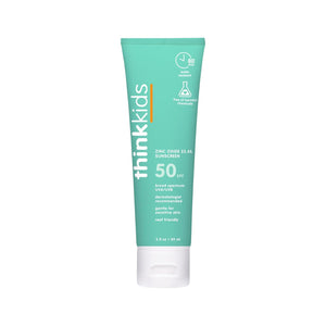 Thinkkids Safe Mineral Sunscreen SPF 50+, 3 Fl Oz, Natural, Water Resistant Reef Safe Sunscreen for Children, Broad Spectrum UVA/UVB Sun Screen