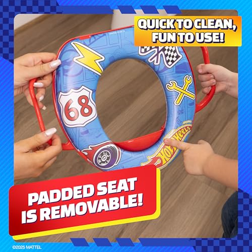 Buy now Hot Wheels Soft Potty Training Seat for Toilet with Storage Hook, Non-Slip Potty Ring with Splash Guard, Built-in Handles for Toddlers at indiglob india