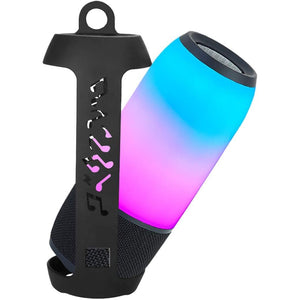 Linkidea Silicone Speaker Case Cover Compatible with JBL Pulse 3 Wireless IPX7 Waterproof Speaker, Protective Soft Skin Sleeve Travel Carrying Pouch with Keychain Hook (Black)