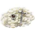 Buy now Nazareth Store Natural Pearl Rosary Beads Catholic Necklace Jerusalem Holy Soil Meda and Silverl Cross at indiglob india