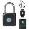 Fingerprint Padlock Phone Watch App Gym Locker Lock: Keyless Padlock eLinkSmart Combination Lock - Black Metal Bluetooth Remote Padlock for Locker Backpack Suitcase Luggage - Black+APP