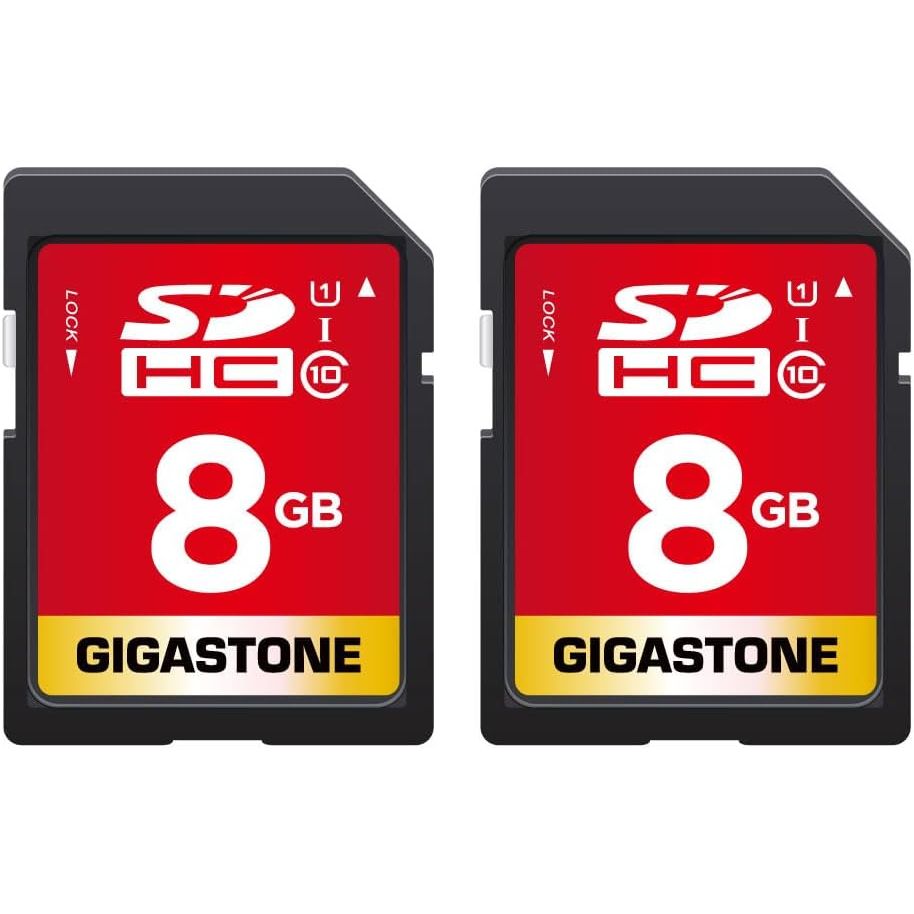GIGASTONE 8GB SD Card 2-Pack UHS-I U1 Class 10 SDHC Memory Card Full HD Video Canon Kodak Olympus Digital Camera, with 2 Mini Cases