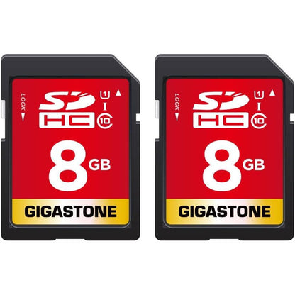 GIGASTONE 8GB SD Card 2-Pack UHS-I U1 Class 10 SDHC Memory Card Full HD Video Canon Kodak Olympus Digital Camera, with 2 Mini Cases