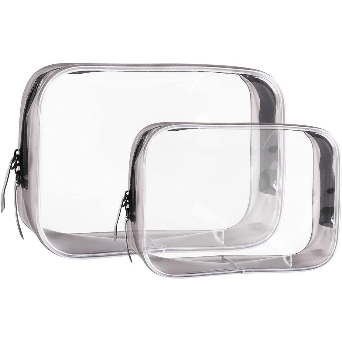 Buminee Clear Travel Bags for Toiletries, Lightweight Toiletry Bag, 2 Pack Multipurpose Transparent TSA Cosmetic Bag