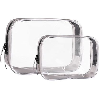 Buminee Clear Travel Bags for Toiletries, Lightweight Toiletry Bag, 2 Pack Multipurpose Transparent TSA Cosmetic Bag