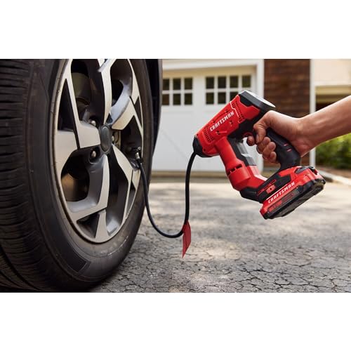 Buy now CRAFTSMAN V20 Air Compressor Portable, Cordless Tire Inflator, Up To 150 PSI Tire Pump, with Digital Pressure Gauge, Tool Only (CMCE521B) at indiglob india