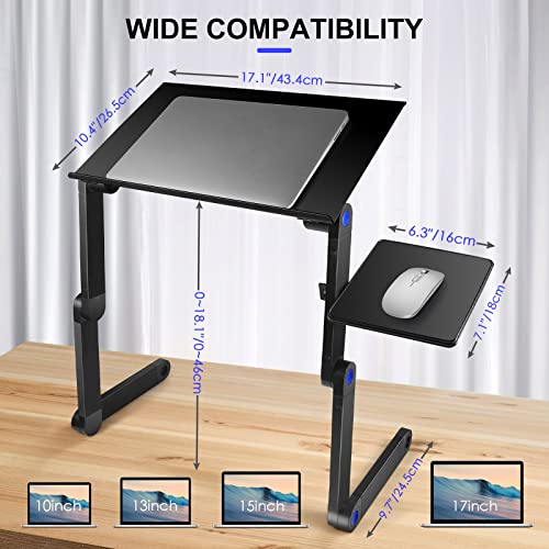 Buy now Adjustable Laptop Stand, Laptop Table Bed, Portable Lap Desk Foldable Table Workstation Notebook Riser Mouse Pad, Ergonomic Laptop Stand 2 CPU Cooling Fan, Best Gifts, Black laptop table at indiglob india