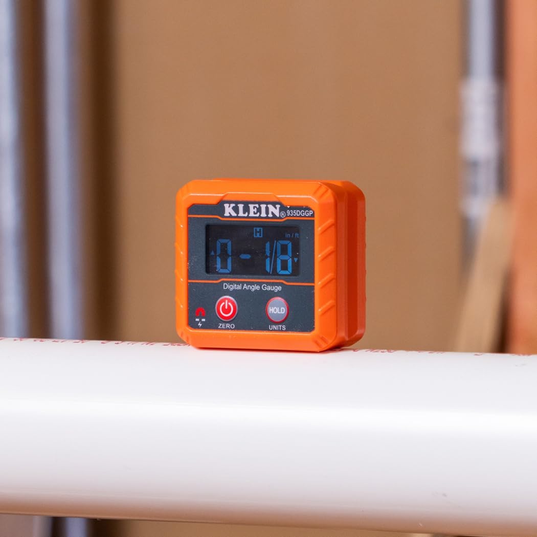 Buy now Klein Tools 935DGGP Angle Finder, Digital Gauge with Strong Magnetic Base, Converts Between Degrees, Percent Grade, In/Ft, mm/m at indiglob india
