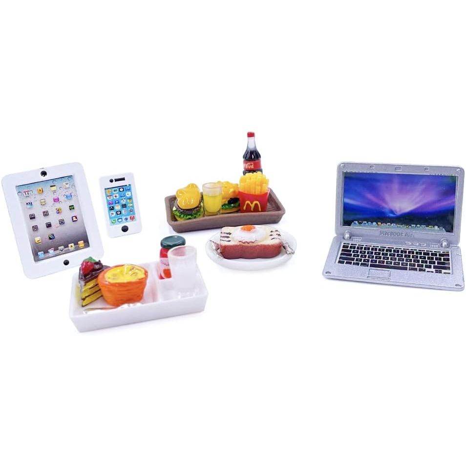 20Pcs Miniature Laptop Computer Tablet Toy Phone Pad and Hamburger Fries Cola Fast Food Cake Coffee Juice Fits Barbie Doll Accessories Scale Dollhouse Playsets Girl Mini Drink Food Party - My Store