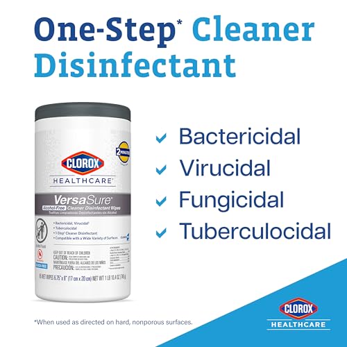 Buy now CLOROX Healthcare VersaSure Cleaner Disinfectant Wipes, 6" x 5", 150 Count Canister (Package May Vary) at indiglob india