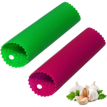 Sinnsally Garlic Peeler Skin Remover Roller Keeper,Easy Quick to Peeled Garlic Cloves with Silicone Tube Roller Garlic Peeling Kitchen Tool(3 Colors)